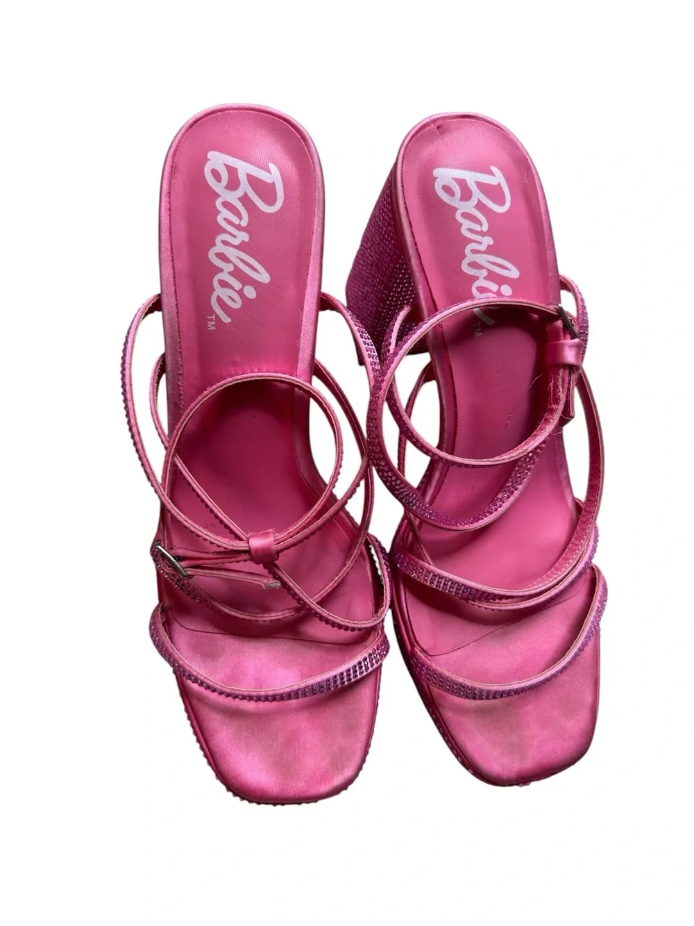 Barbie Pink Rhinestone Block Heel Sandals size 9